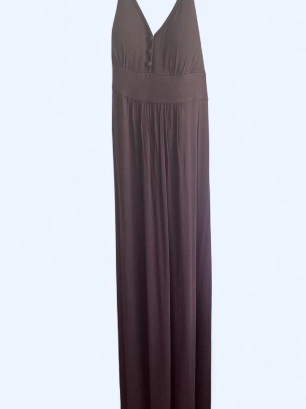 Vintage Y2K Chocolate Brown V-Neck Maxi Dress Whimsigoth Resort Wear Babydoll L